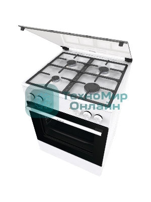 Плита комбинированная Gorenje GK6A20WF белый, конфорок 4 газовых, духовка 65 л, 60 см x 85 см x 60 см