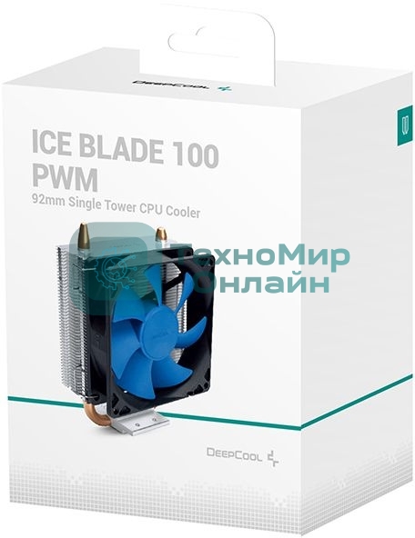 Кулер для процессора DEEPCOOL ICE BLADE 100 PWM 1700 синий, 92 мм, алюминий/медь, 2200 об/мин, 29 дБ, 4 pin, 100 Вт, 135 мм