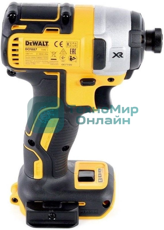 Шуруповерт DEWALT DCF887N-XJ, 18 В, 0 Ач, 205 Нм, бесщеточный, ударный