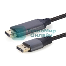 Кабель DisplayPort->HDMI Cablexpert CC-DP-HDMI-4K-6, 4K, 1.8м, 20M/19M, черный, экран, пакет