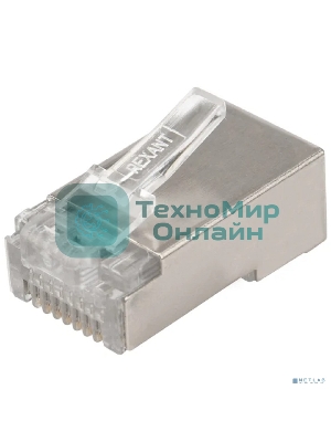 Разъем сетевой Rexant LAN на кабель, штекер 8Р8С (RJ-45), под обжим, в экране, 10шт.