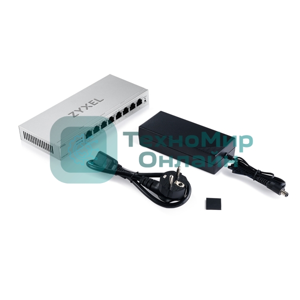 Коммутатор ZYXEL Web-managed Gigabit PoE Switch Zyxel GS1200-8HPv3, 8xRJ-45: 1G (4xPoE+), 68W PoE budget, desktop, fanless