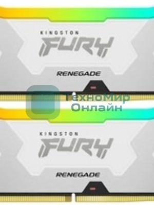Оперативная память Kingston Fury Renegade, DDR5, 64Gb (2x32Gb), 6400MHz, CL32, DIMM, радиатор, RGB, белый