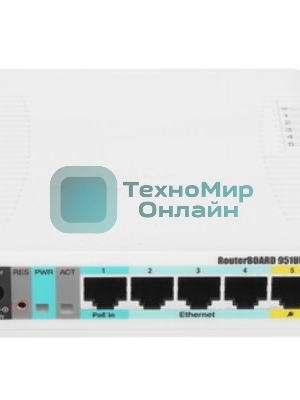 Роутер беспроводной MikroTik RB951UI-2HND N300 10/100BASE-TX белый