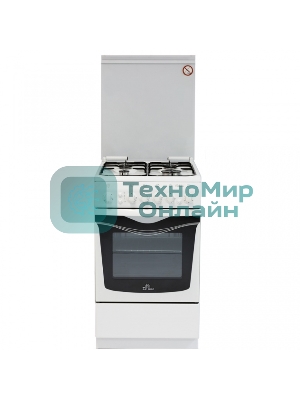 Плита комбинированная De Luxe 506040.00ГЭ (КР) ЧР белый, конфорок 4 шт, духовка 54 л, 50 см x 85 см x 60 см