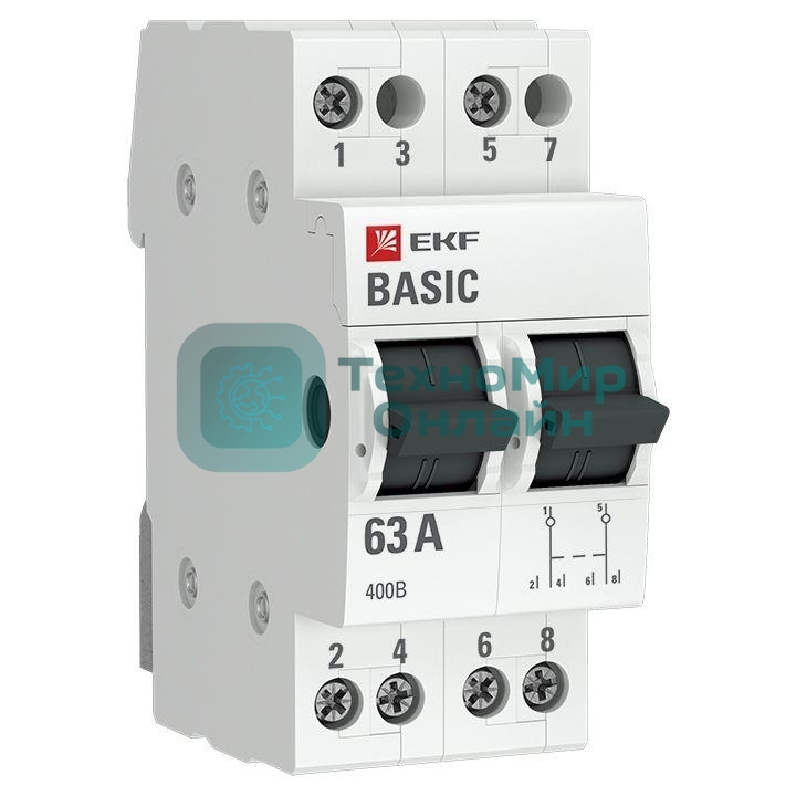 Переключатель трехпозиционный 2п 63А Basic EKF tps-2-63