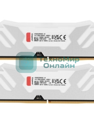 Оперативная память Kingston Fury Renegade, DDR5, 64Gb (2x32Gb), 6400MHz, CL32, DIMM, радиатор, RGB, белый