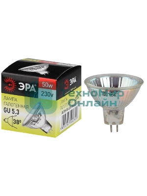 Лампа галогенная ЭРА GU5.3-JCDR (MR16) -50W-230V-Cl(10/200/6000)