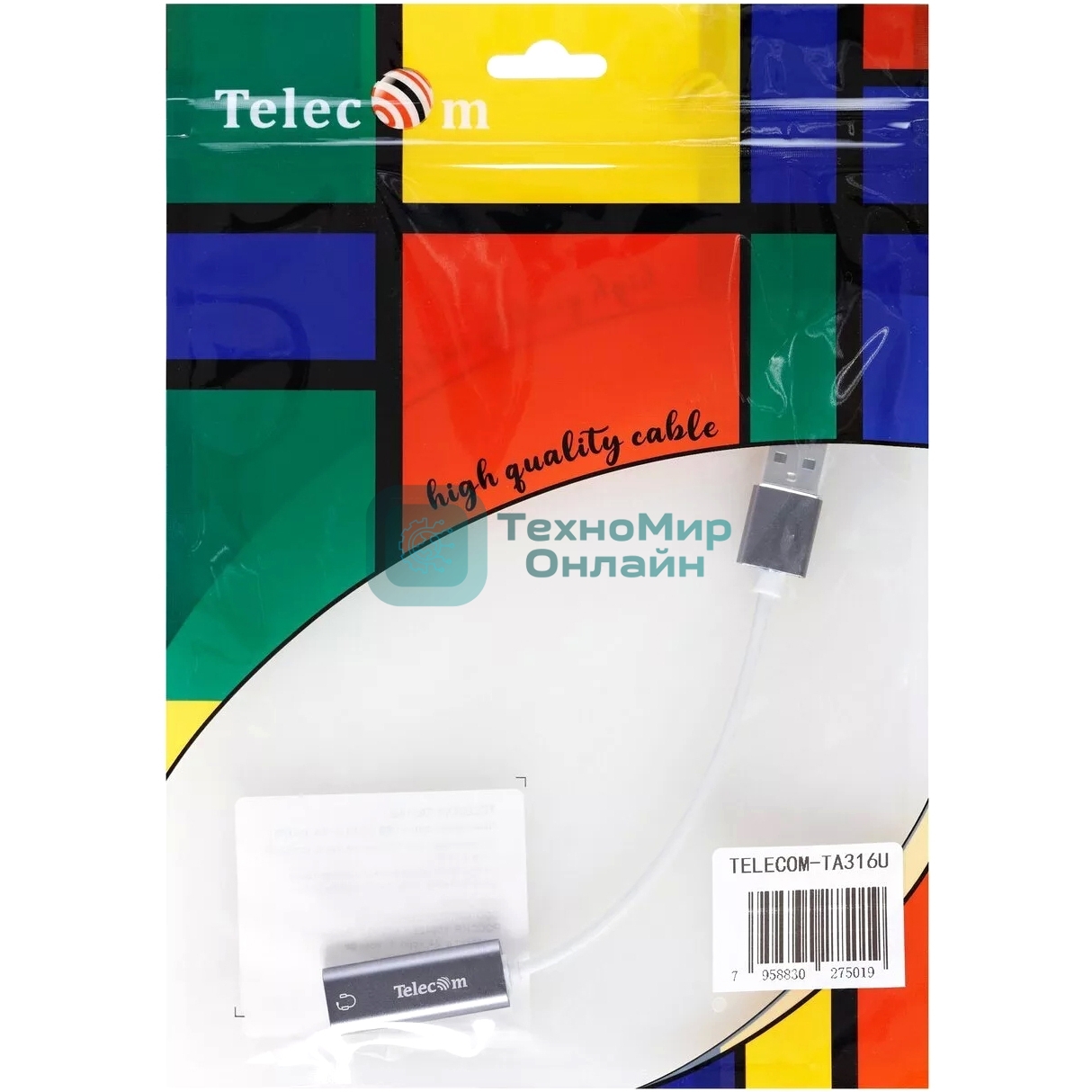 Переходник аудио USB2.0(M)-->3.5мм F (гнездо) Telecom 0.1м