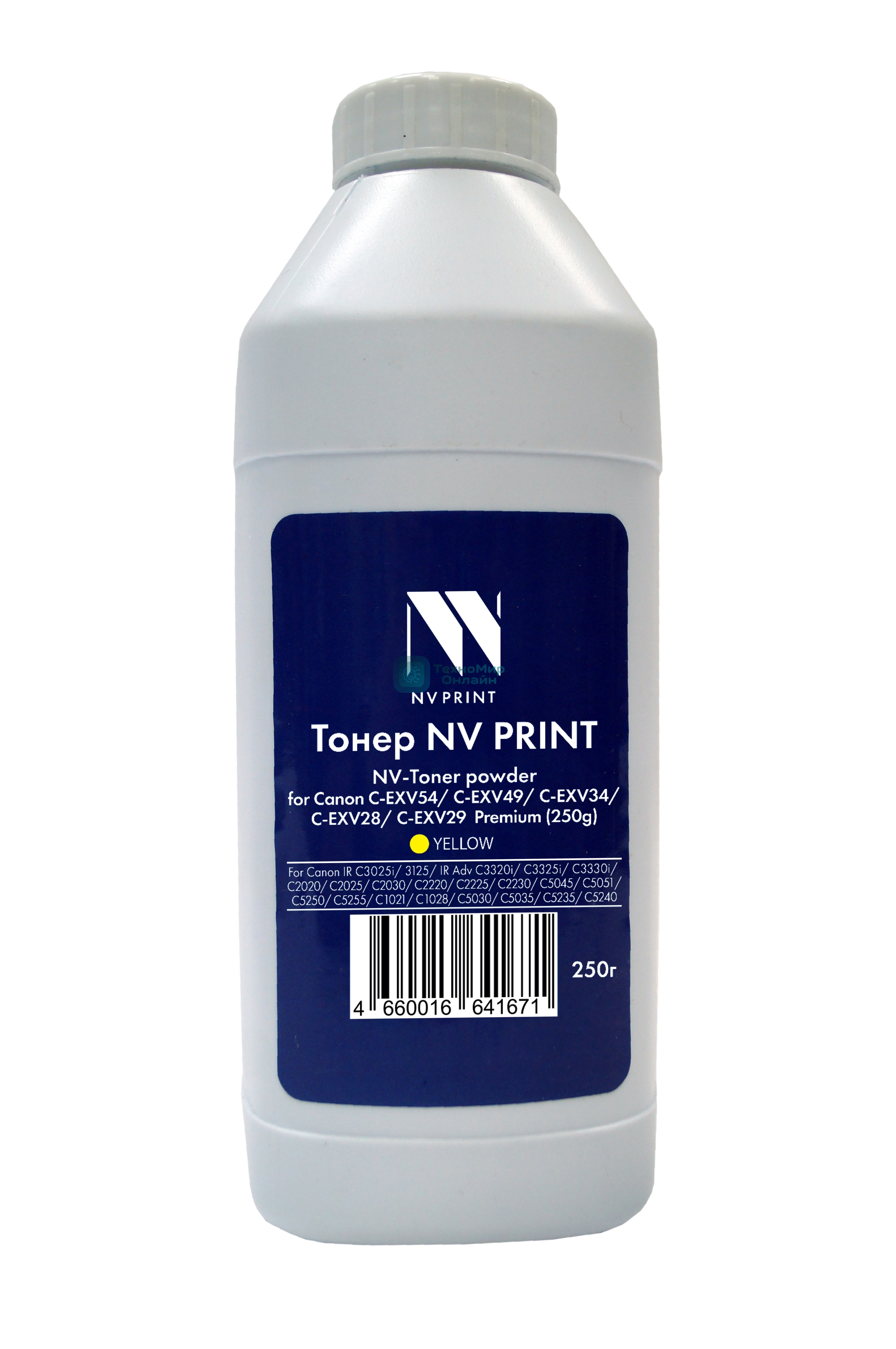 Тонер + девелопер NVPrint Canon C-EXV54, C-EXV49, C-EXV34, C-EXV28, C-EXV29 (250г) Yellow для IR C3025i, 3125, IR Adv C3320i, C3325i, C3330i, C2020, C2025, C2030, C2220, C2225, C2230, C5045, C5051, C5250, C5255, C1021, C1028, C5030, C5035, C5235, C5240 Premium