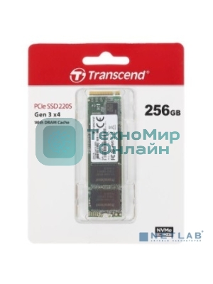 Накопитель SSD Transcend MTE220S SSD 256GB, 3D TLC, M.2 (2280), PCIe Gen 3.0 x4, NVMe, R3300/W1100, TBW 550