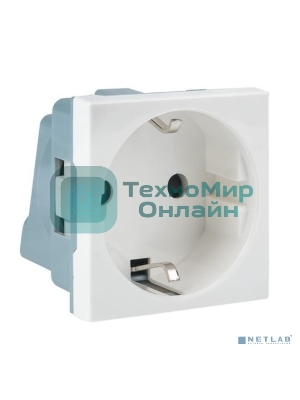 Розетка EKF E2MR16-028-10 45х45 (2 модуля), с заземлением белая, прямая