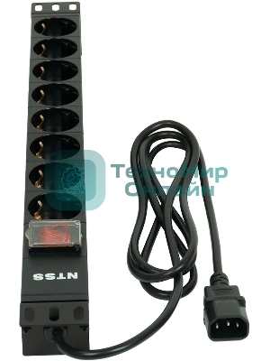 Блок распределения питания NTSS NTSS-PDU-DA1017 гор.размещ. 8xSchuko базовые 10A C14 2м