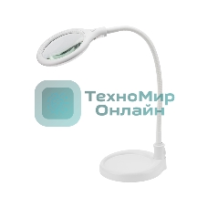 Лупа настольная 3D Rexant с подсветкой 30 LED, подставка+прищепка, белая