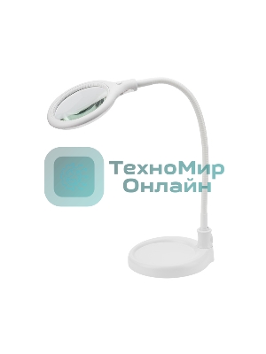 Лупа настольная 3D Rexant с подсветкой 30 LED, подставка+прищепка, белая