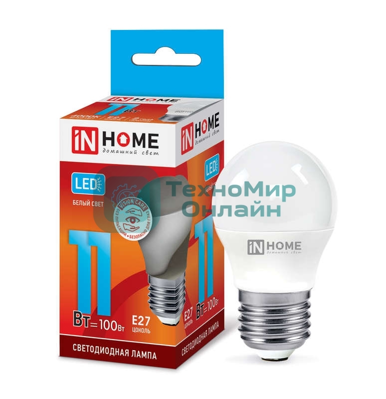 Лампа светодиодная LED-ШАР-VC 11Вт 230В E27 4000К 990лм IN HOME 4690612020617