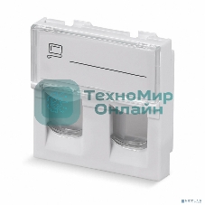 Вставка Rexant Mosaic 45x45, на 2 порта с прозрачной шторкой и увеличенным окном маркировки, белая