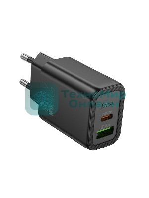 Зарядное устройство Hoco 20Вт, 3А, QC3.0/PD, 1xUSB, 1xType-C, N61, черный, коробка