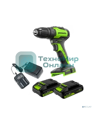 Дрель-шуруповерт Greenworks GD24DD35 аккумуляторная, 24V, б/щет, 29/35Нм,2х2Ач,ЗУ,кор [3704007CUC]