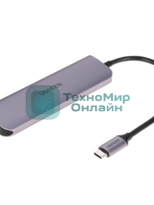 USB-концентратор UGREEN CM136-80132, USB Type-C, USB 3.0/HDMI/USB Type-C PD/AUX (3.5мм), USB