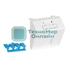 Вставка 45x45 на 1 кейстоун, угловая, со шторкой, маркировкой и иконками, белая