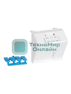 Вставка 45x45 на 1 кейстоун, угловая, со шторкой, маркировкой и иконками, белая