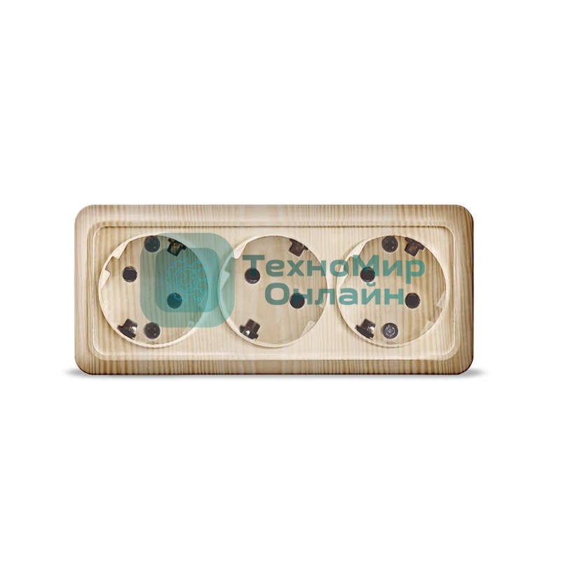 Розетка 3-м ОП Олимп с заземл. сосна UNIVersal 1173