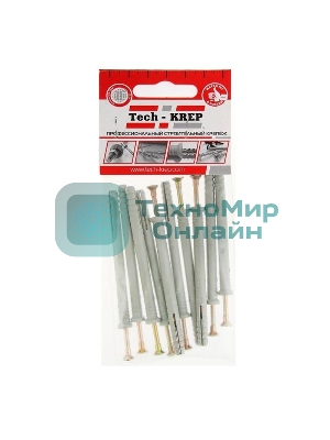 Дюбель-гвоздь 6х80 с потайной манжетой полипропилен (уп.10шт) пакет Tech-Krep 103903