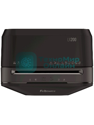 Шредер Fellowes PowerShred LX200 черный (секр.P-4)/перекрестный/12лист./22лтр./скрепки/скобы/пл.карты