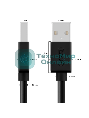 Кабель Greenconnect интерфейсный USB 2.0 1m AM/AM, AWG 28/28 Premium, двойное экранирование, антифриз, черный