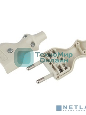 Вилка б/з 10A прямой ввод белая ЭРА (10/200/8400)