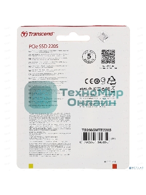 Накопитель SSD Transcend MTE220S SSD 256GB, 3D TLC, M.2 (2280), PCIe Gen 3.0 x4, NVMe, R3300/W1100, TBW 550