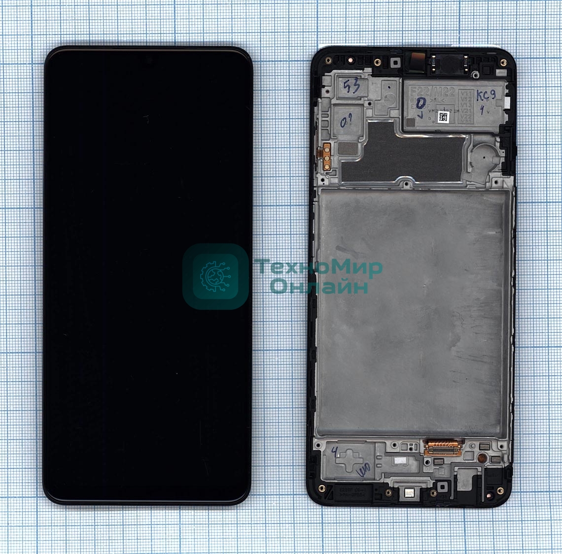 Дисплей для Samsung Galaxy M22 SM-M225F в сборе с тачскрином и рамкой OLED черный