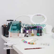 Лупа настольная 3D Rexant с подсветкой 30 LED, подставка+прищепка, белая