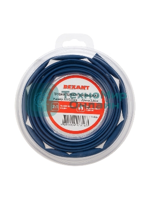 Трубка термоусаживаемая Rexant 6.0/3.0мм синяя. ролик 2.44 м