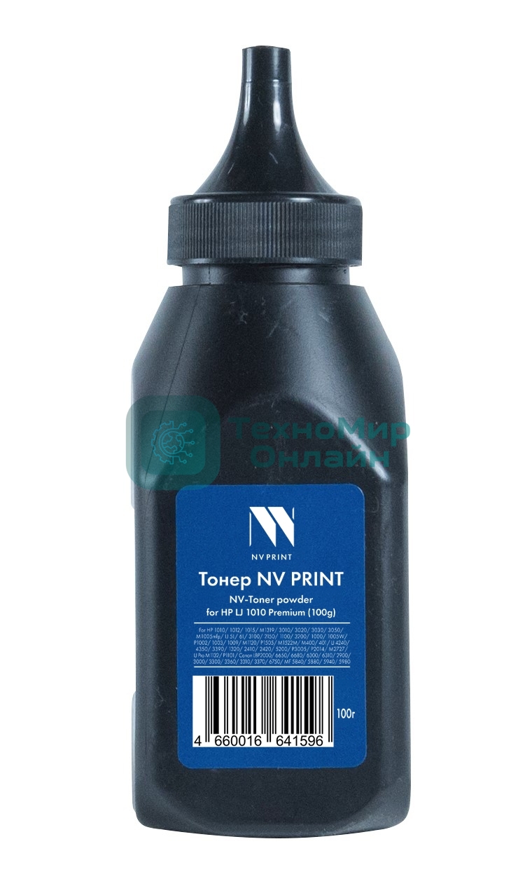 Тонер NVPrint HP 1010 (100г) для 1010, 1012, 1015, M1319, 3010, 3020, 3030, 3050, M1005mfp, LJ 5L, 6L, 3100, 2150, 1100, 3200, 1000, 1005W, P1002, 1003, 1009, M1120, P1505, M1522M, M400, 401, LJ 4240, 4350, 3390, 1320, 2410, 2420, 5200, P3005, P2014, M2727, LJ Pro M1132, P1101; Canon LBP2000, 6650, 6680, 6300, 6310, 2900, 3000, 3300, 3360, 3310, 3370, 6750, MF 5840, 5880, 5940, 5980 Premium