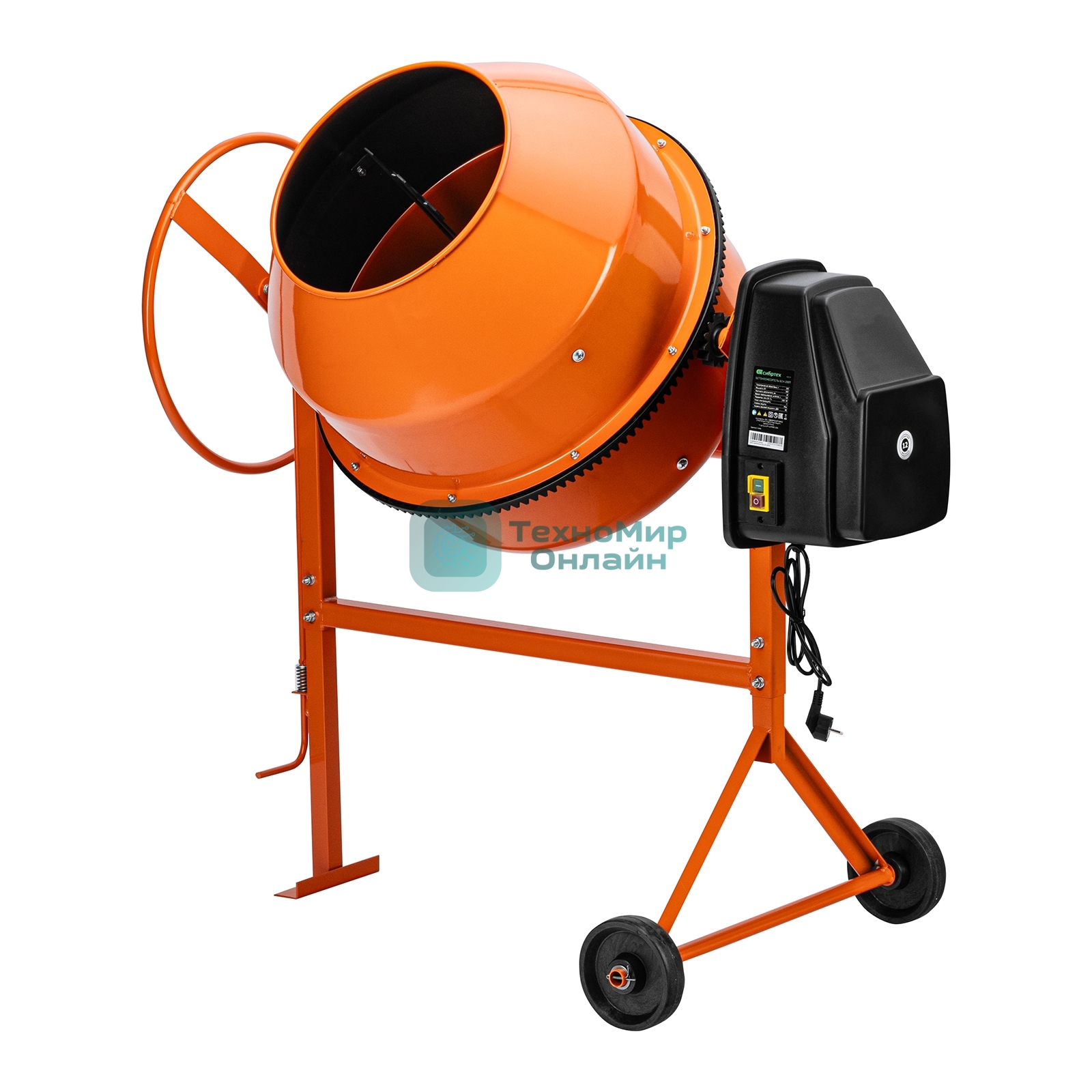 Бетоносмеситель Сибртех БСН-200П 800 Вт, 200 л, полиамидный венец, 23 об/мин