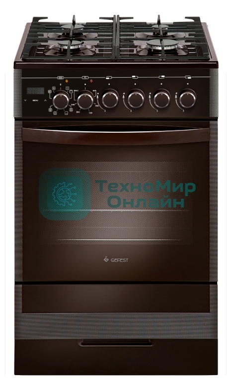 Плита комбинированная ПГЭ Gefest 5502-03 0045 коричневый, конфорок 4 газовых, духовка 55 л, 50 см x 85 см x 58.5 см