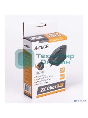 Мышь проводная A4Tech OP-730D черный, 1200 dpi, USB, кнопки - 4