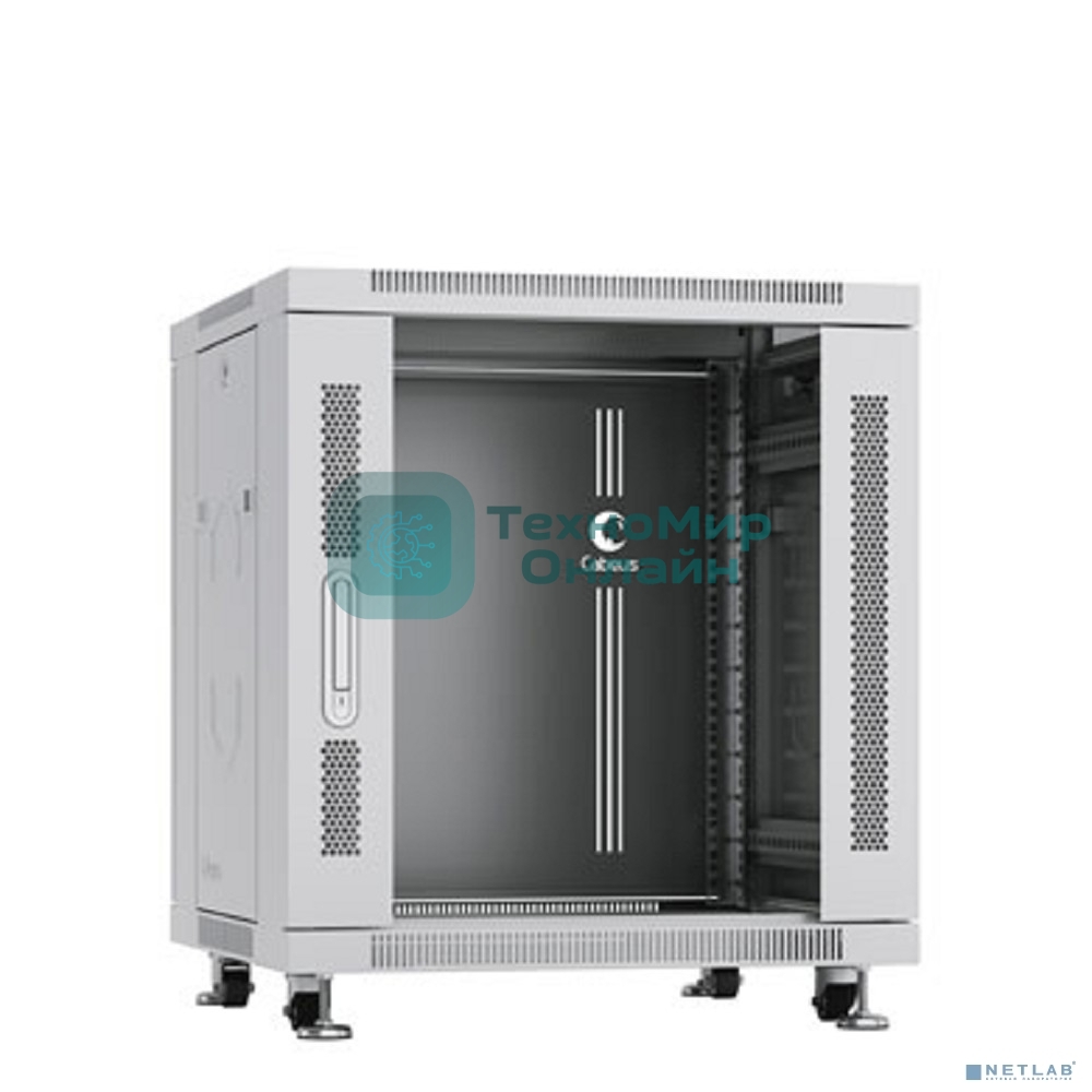 Шкаф телекоммуникационный напольный Cabeus, IP20, 12U, 730х600х800 мм (ВхШхГ), дверь: стекло, разборный, серый