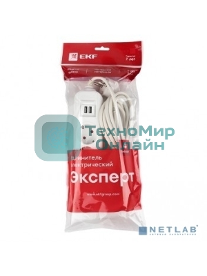 Удлинитель EKF UBA16-2USB-4-03i 