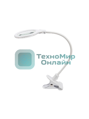 Лупа настольная 3D Rexant с подсветкой 30 LED, подставка+прищепка, белая