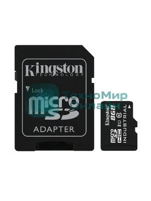 Флеш карта Kingston 8Gb microSDHC Industrial C10 A1 pSLC Card + SD Adapter