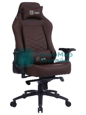 Кресло игровое Cactus CS-CHR-0112BR коричневый, сиденье коричневый, эко.кожа, с подголов. крестовина металл, пластик черный