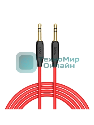 Аудио кабель/3.5 мм jack - 3.5 мм jack/HOCO HC-79309 UPA11/1m/позолоченные контакты/Red AUX