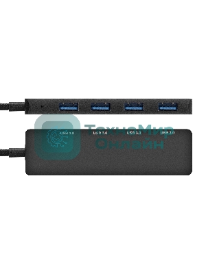 USB-концентратор 4-в-1 ExeGate DUB-4C/3 (кабель-адаптер USB Type C --> 4xUSB3.0, Plug&Play, черный)
