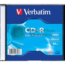 Диск CD-R Verbatim 700Mb 52x Slim case (1шт) (43347)