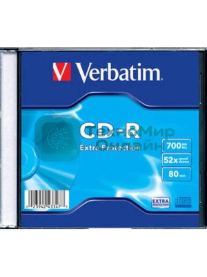 Диск CD-R Verbatim 700Mb 52x Slim case (1шт) (43347)