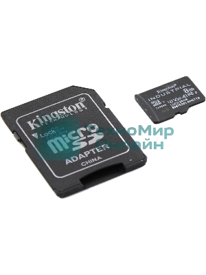 Флеш карта Kingston 8Gb microSDHC Industrial C10 A1 pSLC Card + SD Adapter