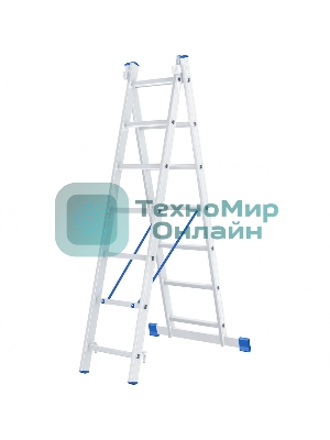 Лестница Сибртех, 2 х 7 ступеней, алюминиевая, двухсекционная